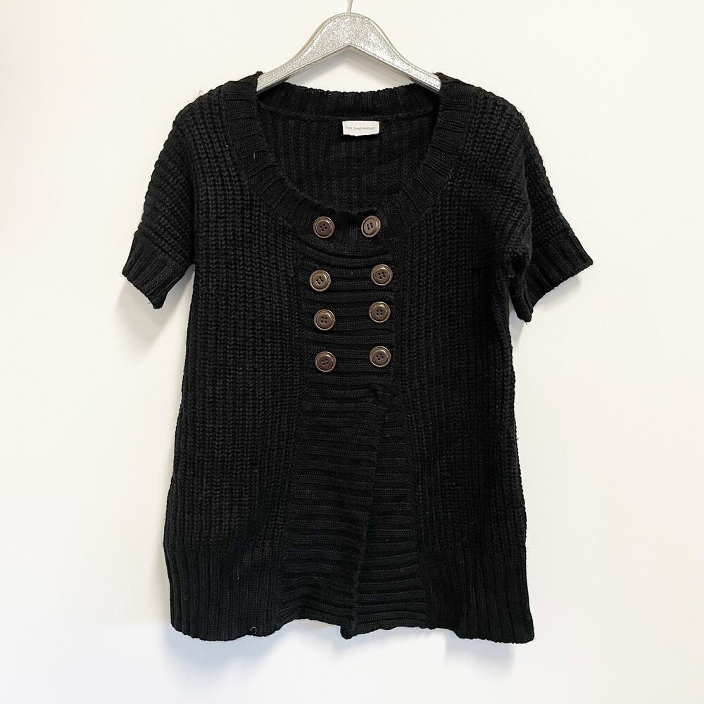 Soft Surroundings Black City Sweater Chunky Knit Cardigan Large L